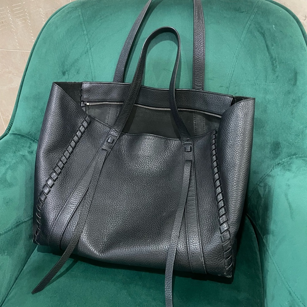 ALLSAINTS Ray Lea East West E/W Tote Black Leather
